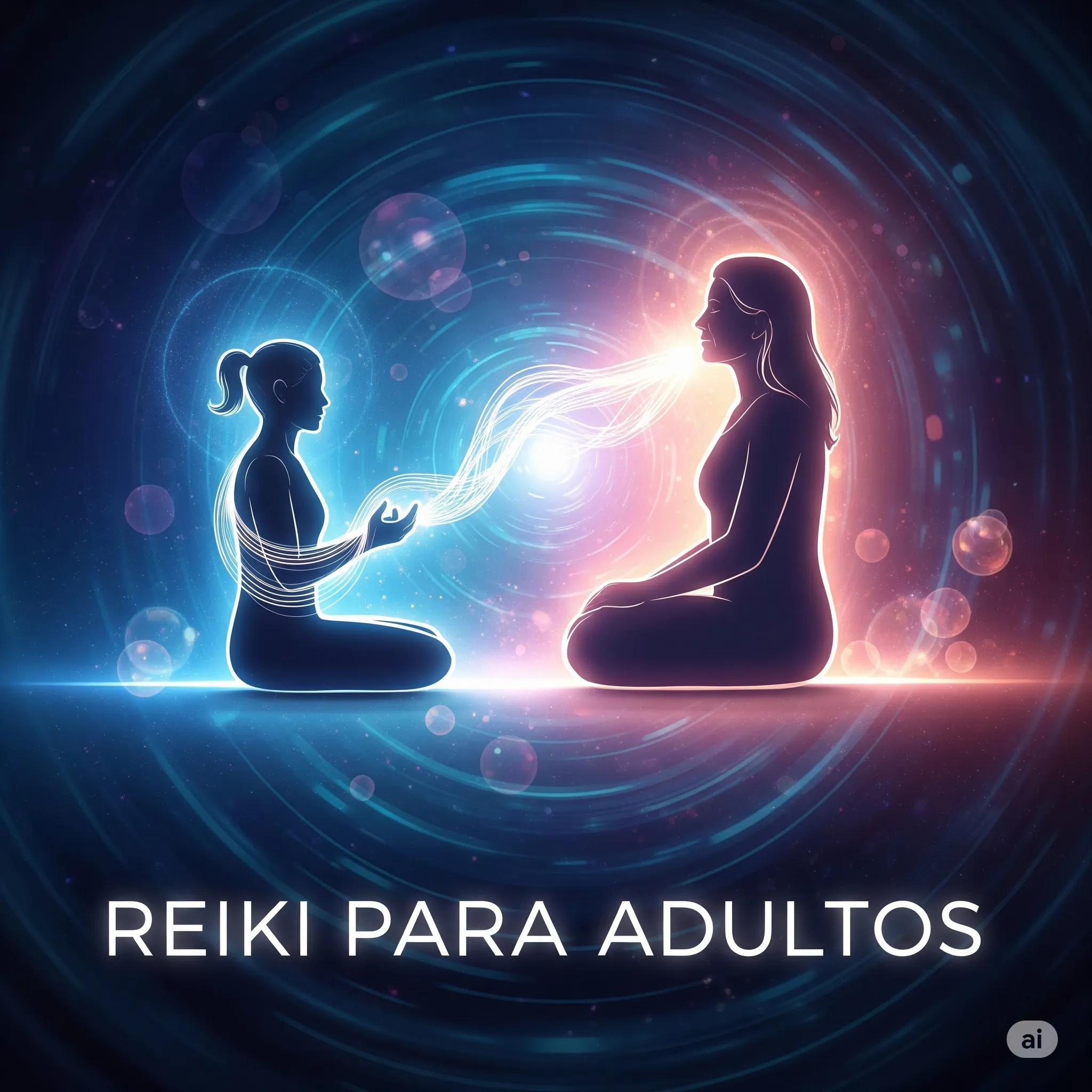 Representação visual de uma sessão de Reiki para adultos